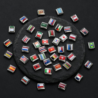 World Flag Alloy Bracelet Module
