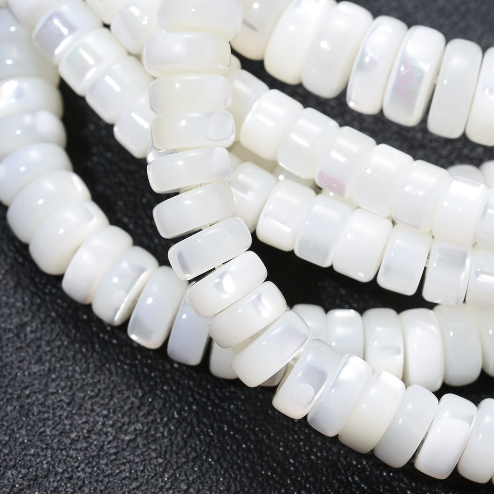 75/80/90pcs White Turban Shell Threaded Stone Beads