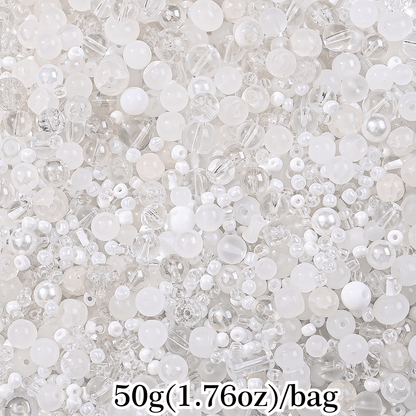 50g 3-12mm Multi-Style Glass Round Beads