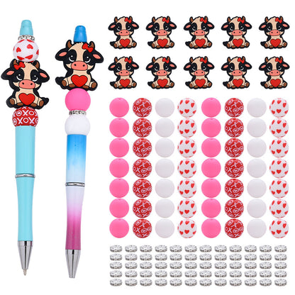 Pink Silicone Focal Beads Set