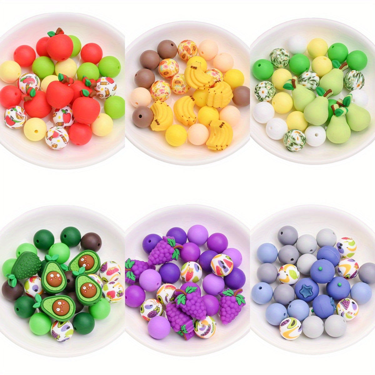 25pcs/set Fruit Theme Silicone Focal Beads