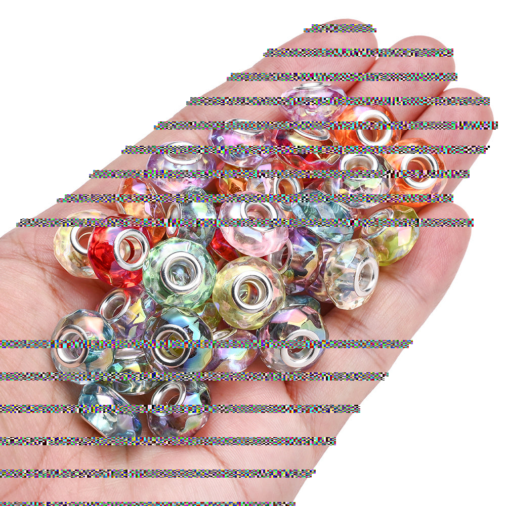 Mixed Color Faceted Acrylic Large Hole Beads