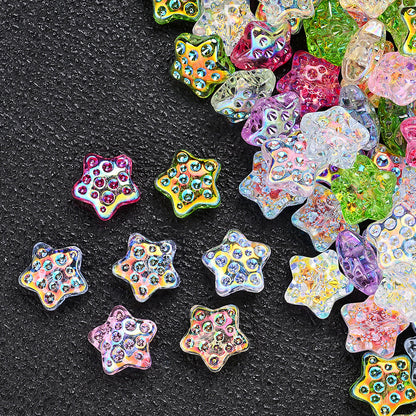 10PCS 18mm AB Shimmer Star Glass Bead Set