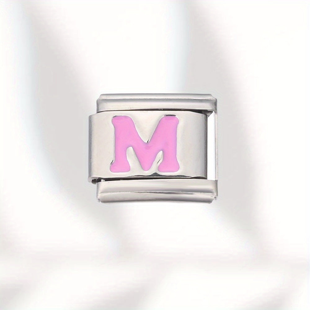 Pink Letter Stainless Steel Bead