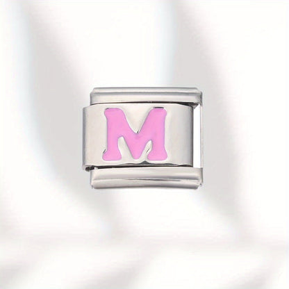 Pink Letter Stainless Steel Bead