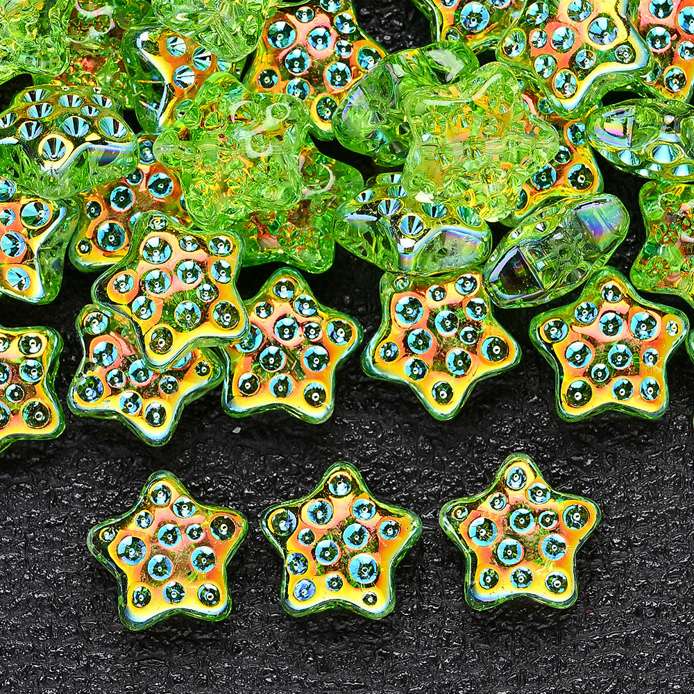 10PCS 18mm AB Shimmer Star Glass Bead Set