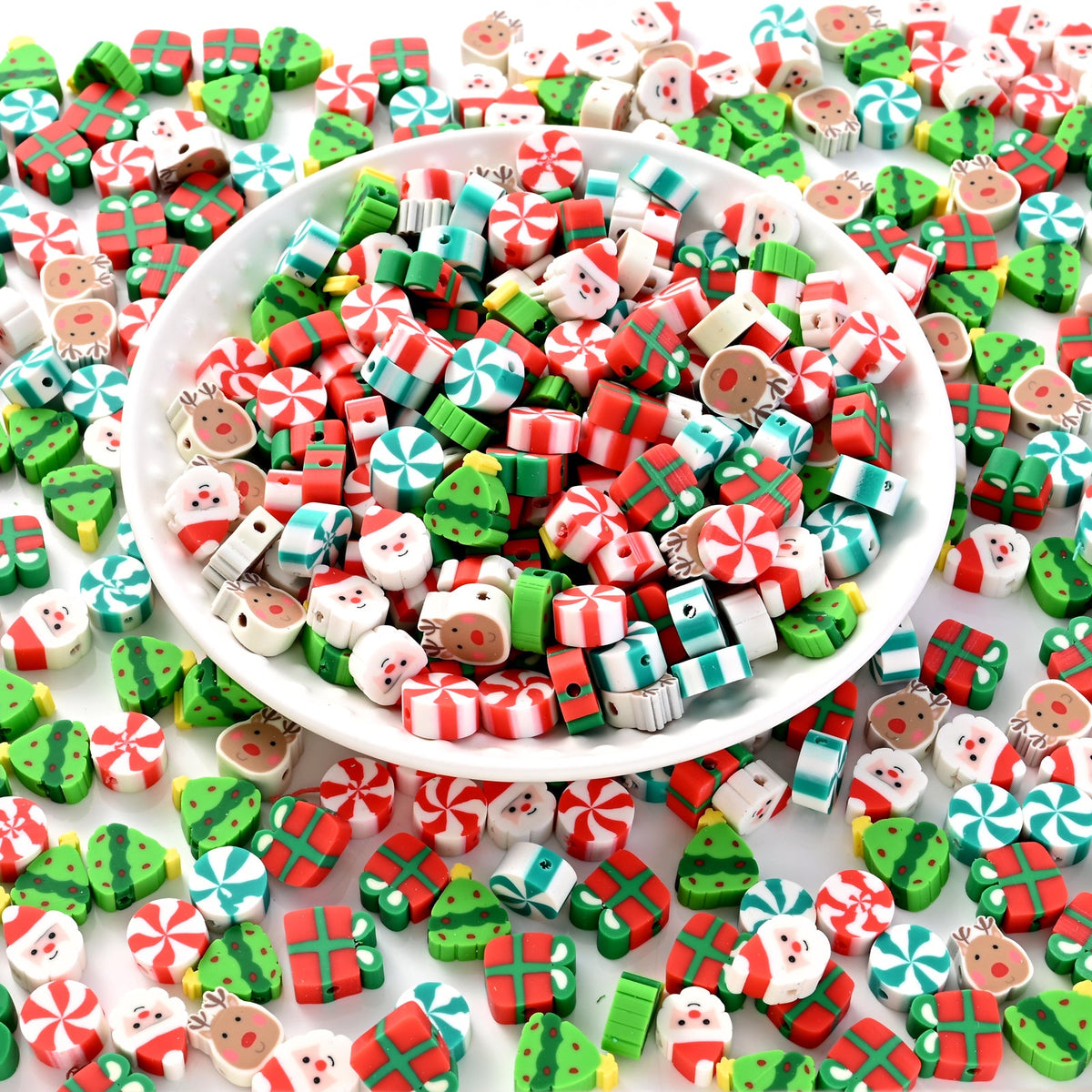 Festive Christmas Polymer Clay Beads