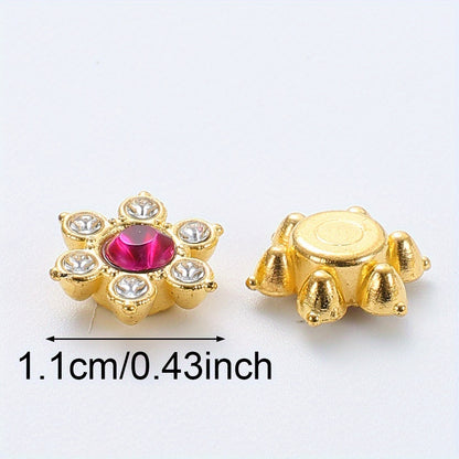 50pcs Six Petal Flower Rhinestone Acrylic Beads
