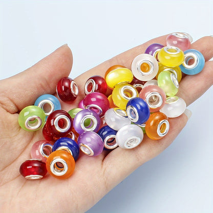 30/50pcs/set Colorful Cat Eye Resin Large Hole Beads
