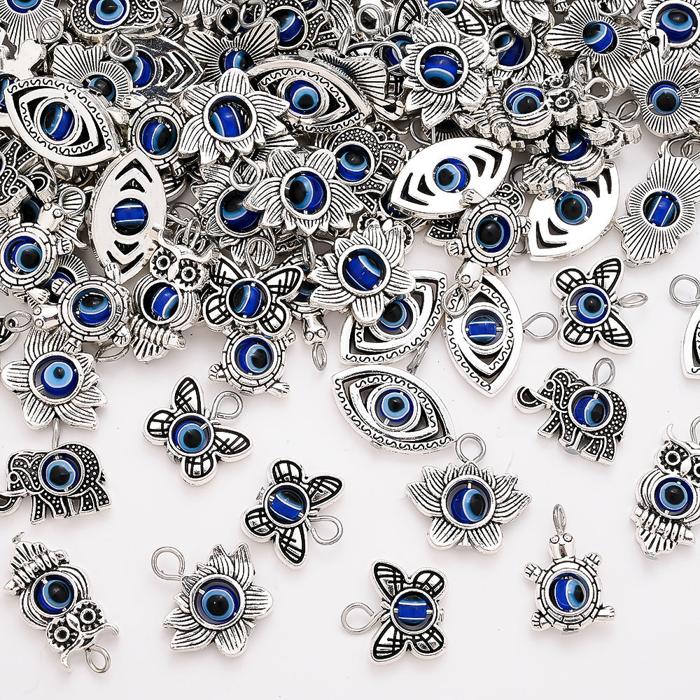 50PCS Vintage Evil Eye Alloy Pendant Set