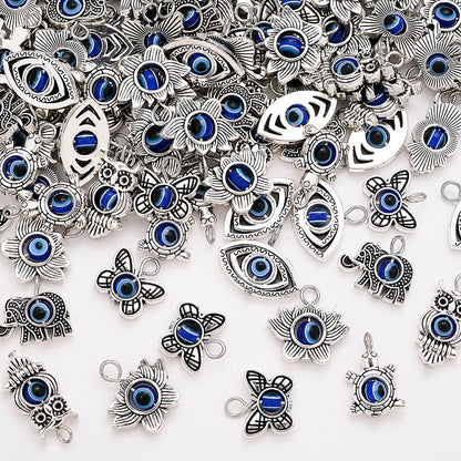 50PCS Vintage Evil Eye Alloy Pendant Set