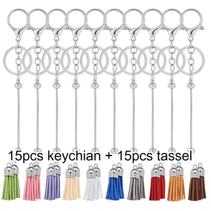 Beadable Keychain Set with Tassel Charms