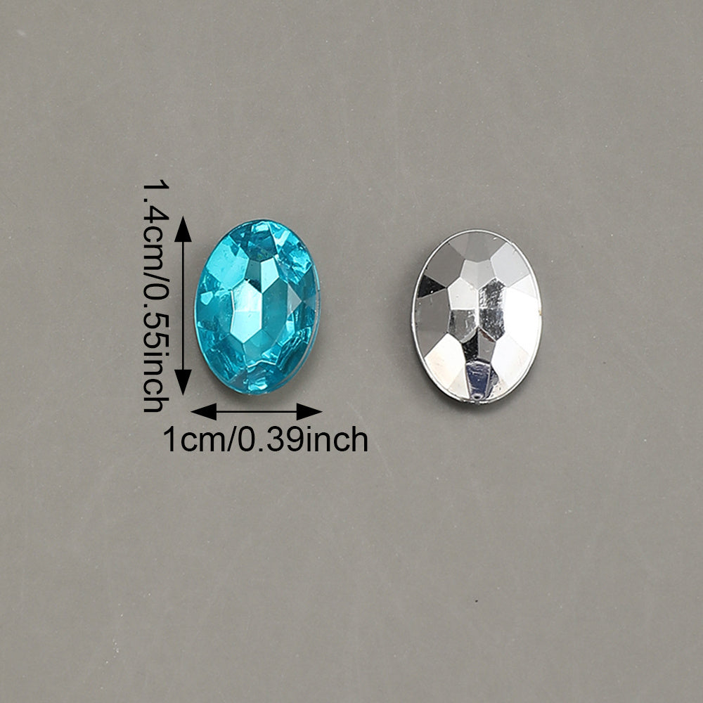 100pcs Oval Rhinestone Flat Back Acrylic Beads