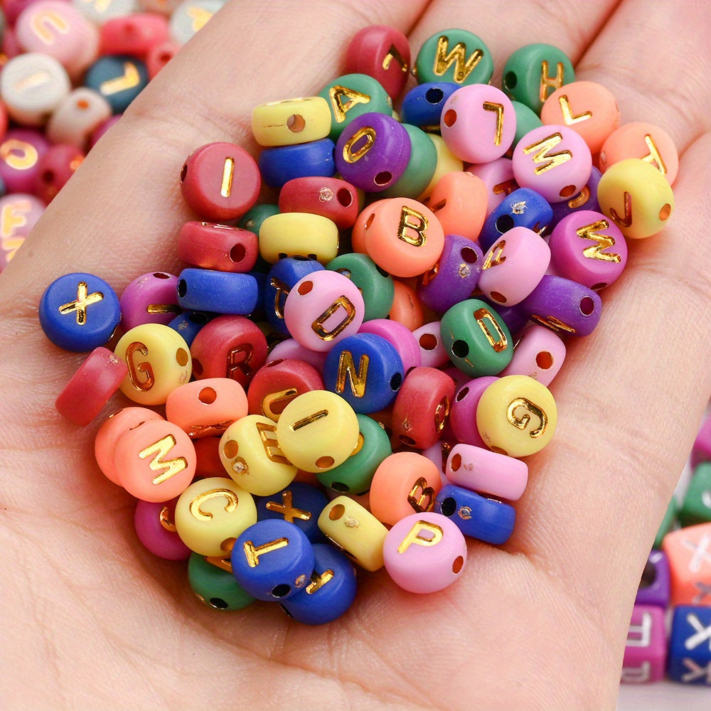 100PCS 4×7mm Heart-Shaped A-Z Letter Acrylic Bead Set