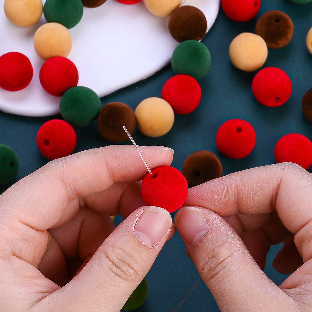 30/50pcs 16-22mm Flocked Acrylic Beads