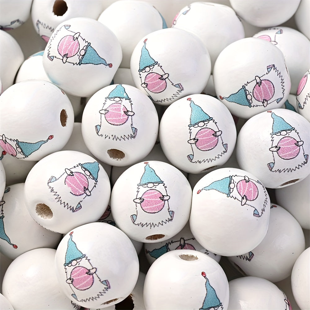 10PCS 16mm Happy Easter Wooden Bead Set