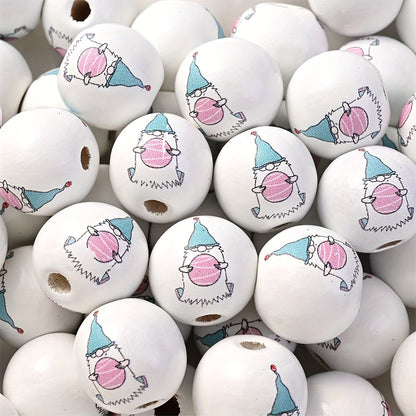 10PCS 16mm Happy Easter Wooden Bead Set
