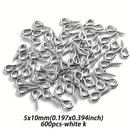 600-Piece Multicolor Screw Eye Pins