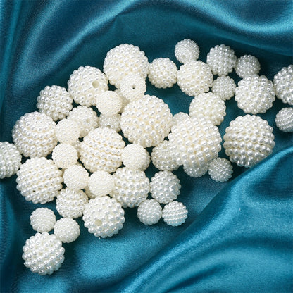 Beige Textured Berry Acrylic Beads