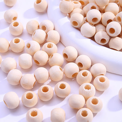 100-Piece 12 mm Large-Hole Unfinished Wooden Beads