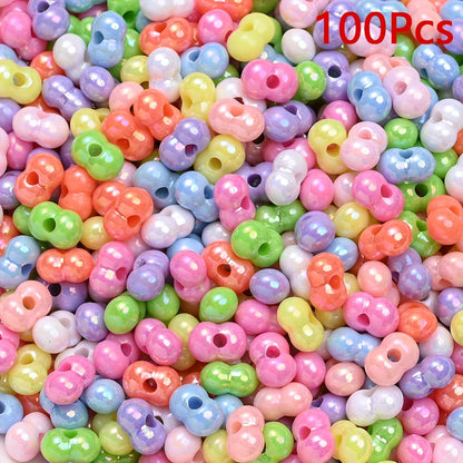 100/200PCS Multicolor Acrylic Peanut Bead Set