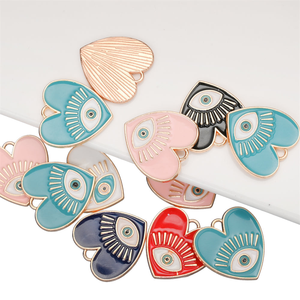 Evil Eye Heart Pendants Charms