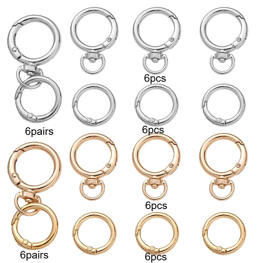 12 Pairs Double Circle 360° Rotatable Keychain Clasp Set