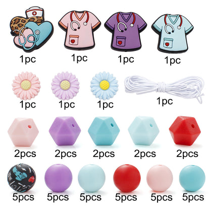 Mix Style Silicone Beads Set with Beading Pens