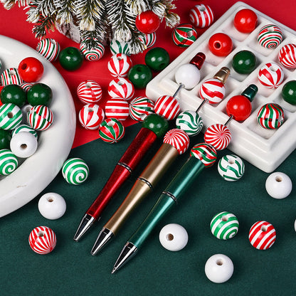 80/110-Piece Christmas Stripe Wooden Bead Set