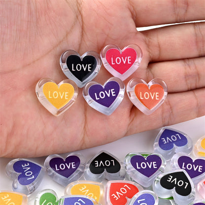 Clear Double Heart Acrylic Beads