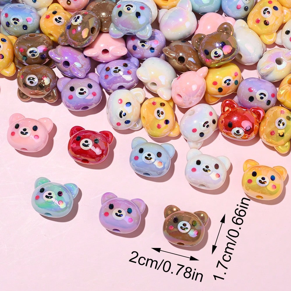 Shiny UV Bear Head Beads