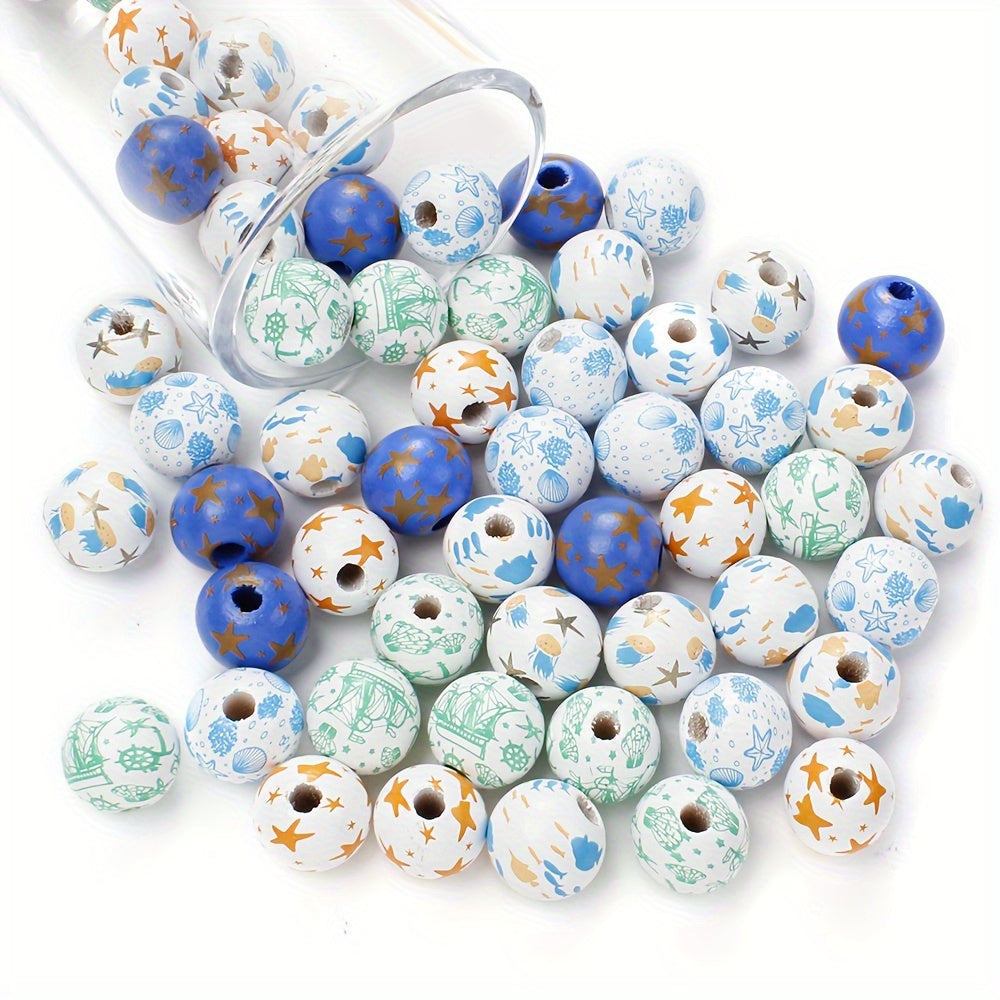 10pcs 16mm Sea Style Wooden Beads