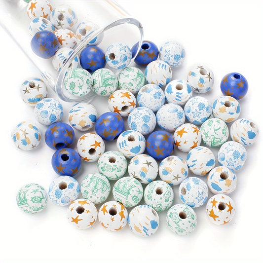 10pcs 16mm Sea Style Wooden Beads