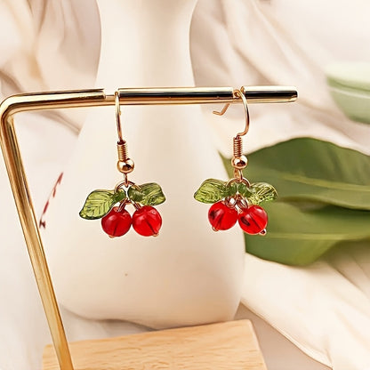36-Piece Handmade Cherry Pendants with Gold Hooks