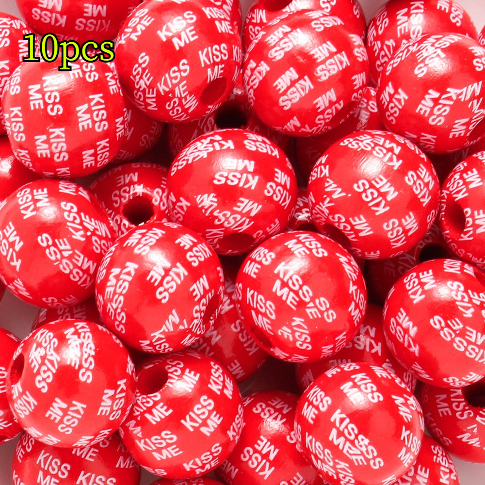 Valentine’s Day Printed Wooden Beads