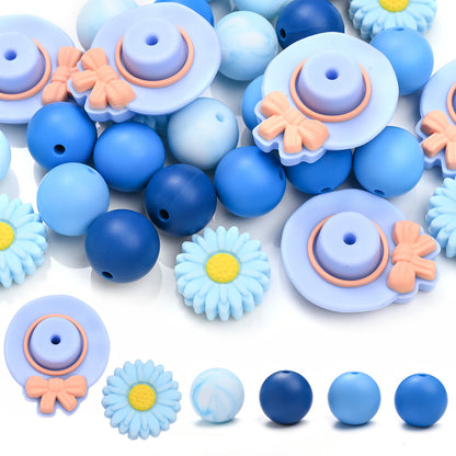 30PCS Hat & Daisy Silicone Bead Set
