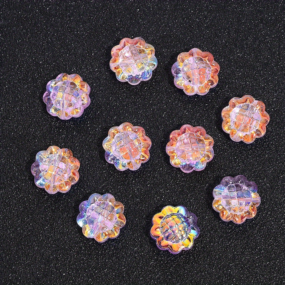 20PCS 15mm Transparent AB Sunflower Glass Jelly Spacer Beads