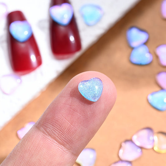 100PCS 6/8mm Glitter Resin Heart Embellishment Set