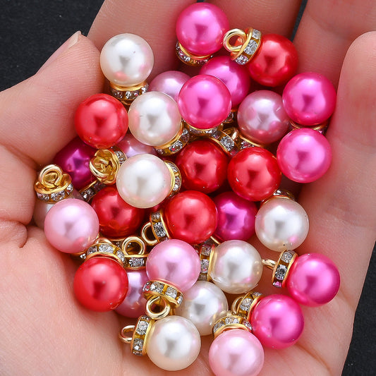 Pink Artificial Pearl Round Pendants