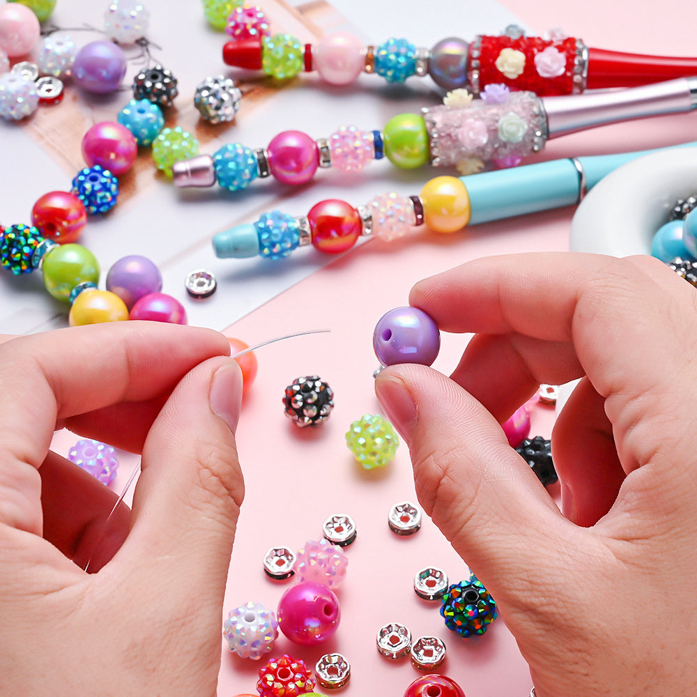 Colorful Resin and Rhinestone Spacer Bead Set