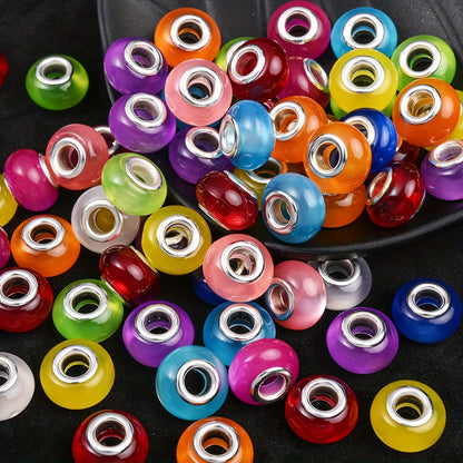 30/50pcs/set Colorful Cat Eye Resin Large Hole Beads
