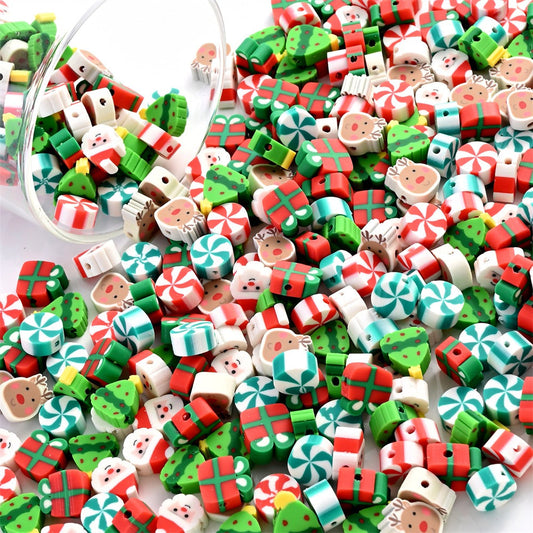 Festive Christmas Polymer Clay Beads