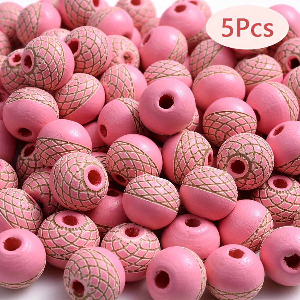 Mesh Round Wood Spacer Beads