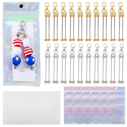 Golden & Silvery Beadable Keyring Set