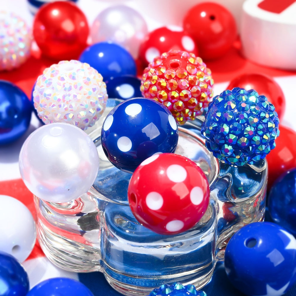 Patriotic Rhinestone Ball Beads