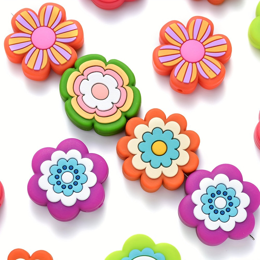 Mixed Flower Silicone Beads