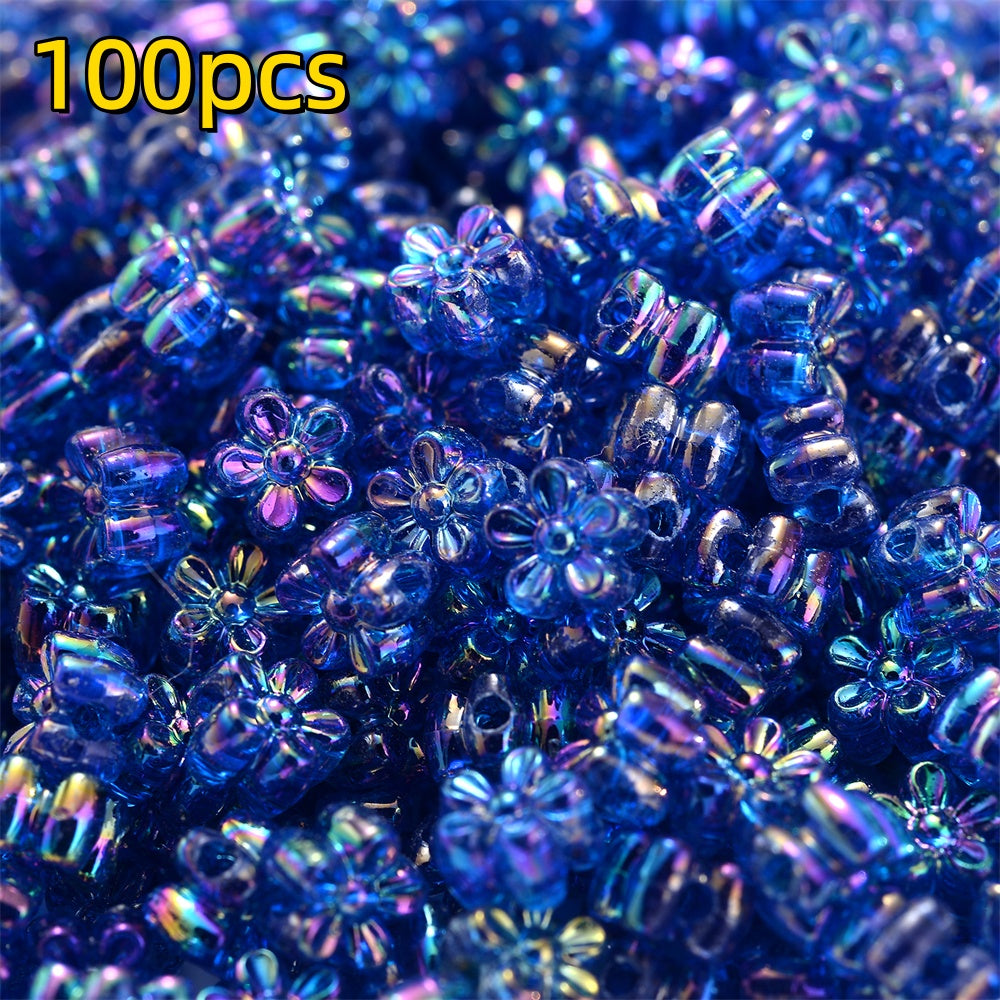 100pcs 4x7mm AB Color Flower Acrylic Beads