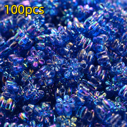 100pcs 4x7mm AB Color Flower Acrylic Beads