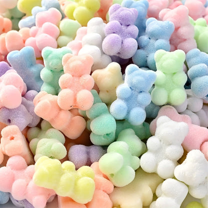 Macaron Flocking Bear Acrylic Beads