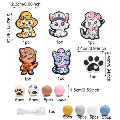 46-Piece Silicone Paw Print Bead Set